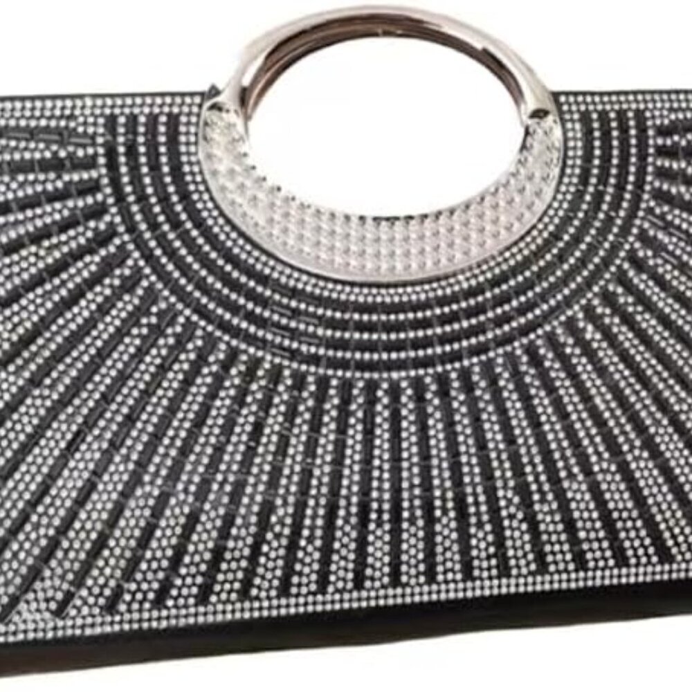 Women's Glitter Evening Handbag Clutch Small Square Shoulder Bag with Chain